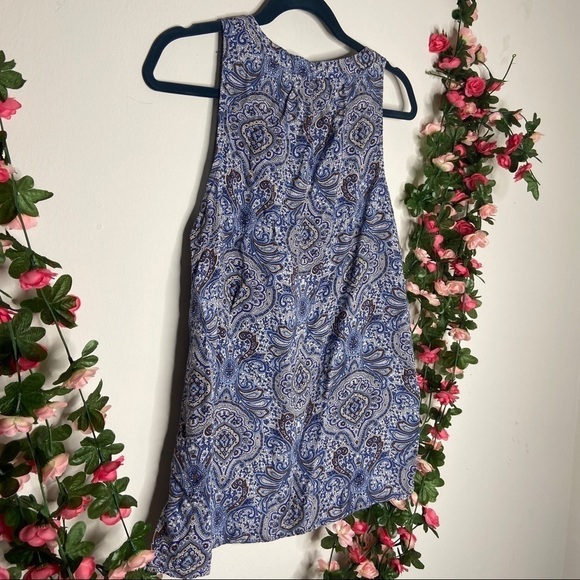 Ava Christine Blue Paisley Tank Top Blouse Medium Brown Boho Eccentric - Picture 3 of 7